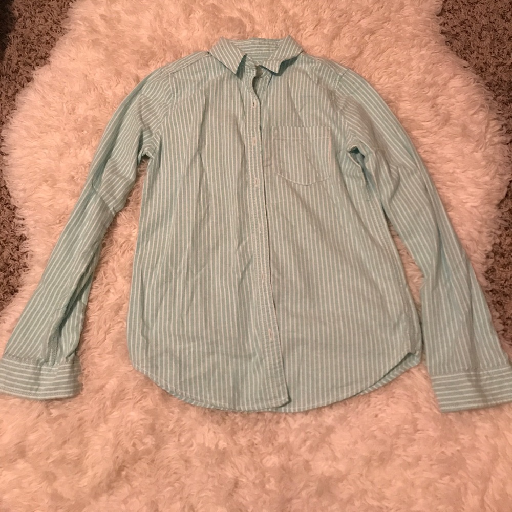 Real and white stripped collared long sleeve