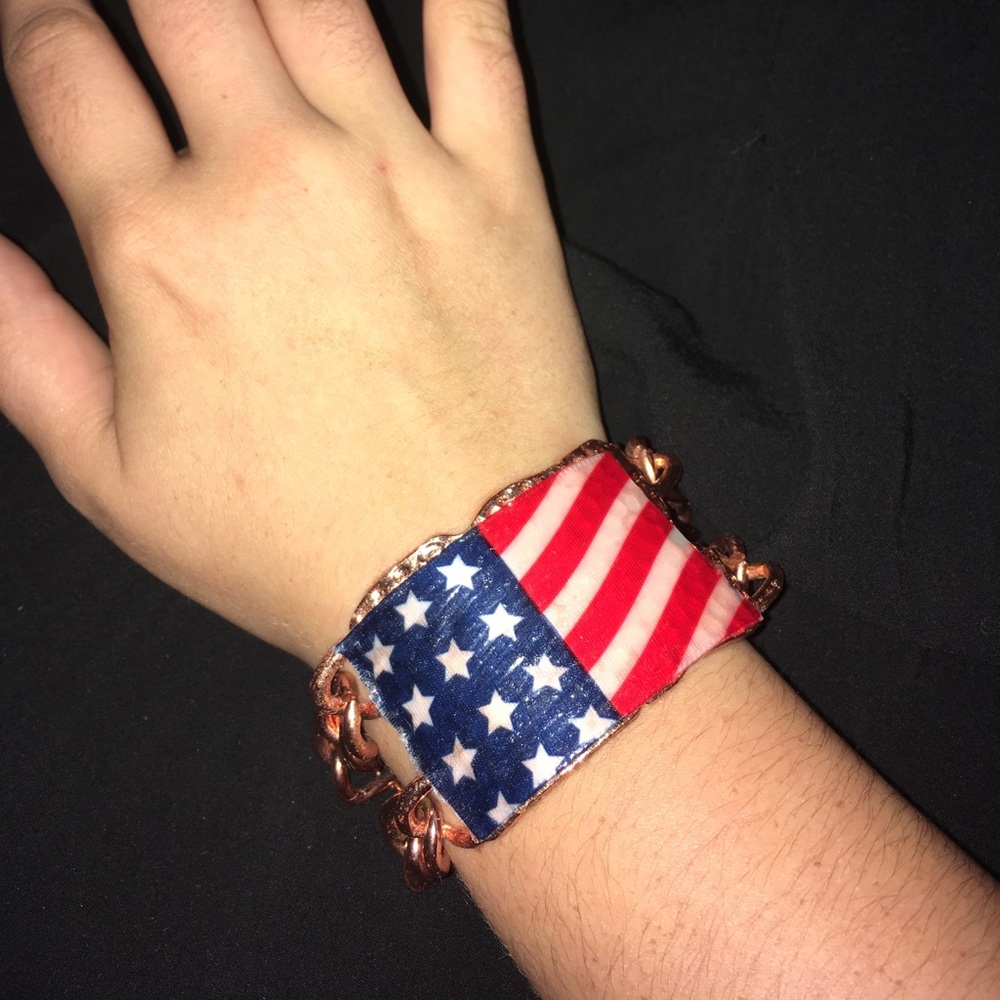 Rose Gold tone patriotic American flag bracelet