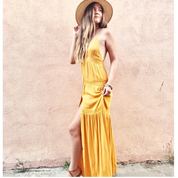 LAST 1️⃣ Crystal Cove Mustard Maxi Dress - Picture 2 of 8