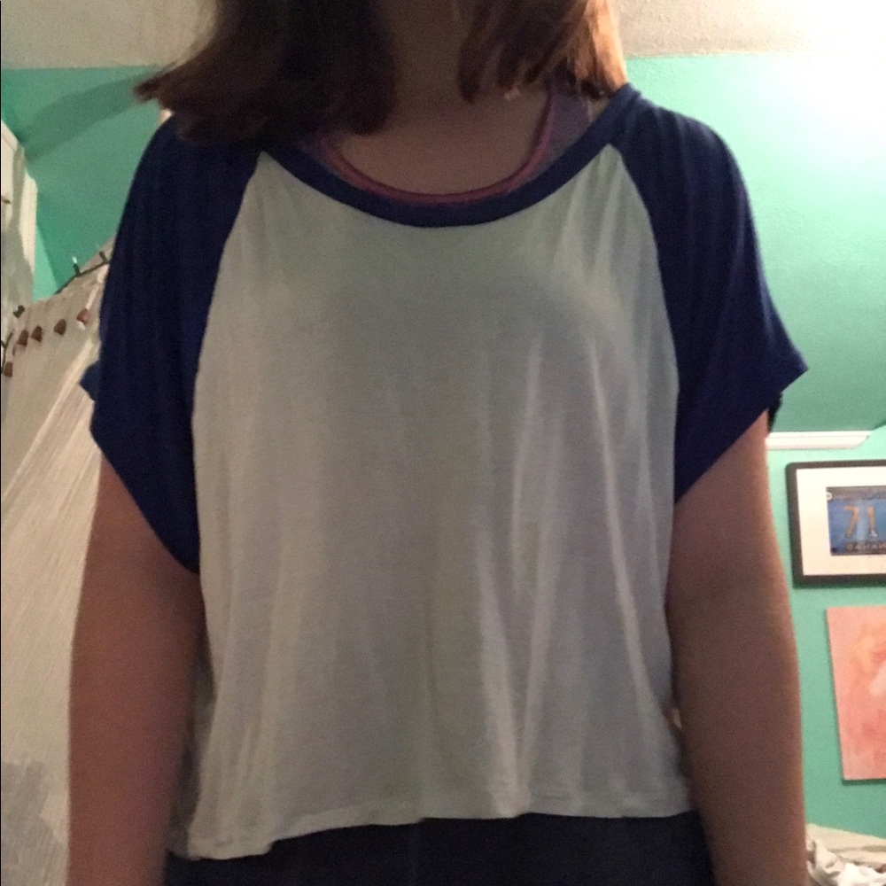 Blue and white T-shirt