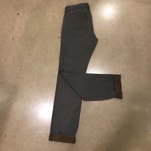 7 For All Mankind Olive-Gray Pant w/ Brown Lining