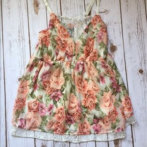 Torrid Floral Lace Detail Tank