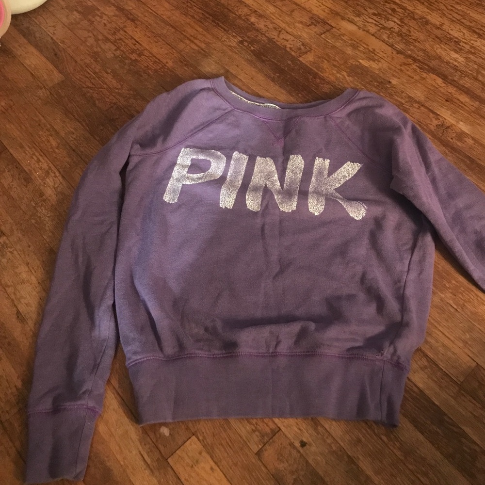 PINK vintage looking crewneck purple sweatshirt
