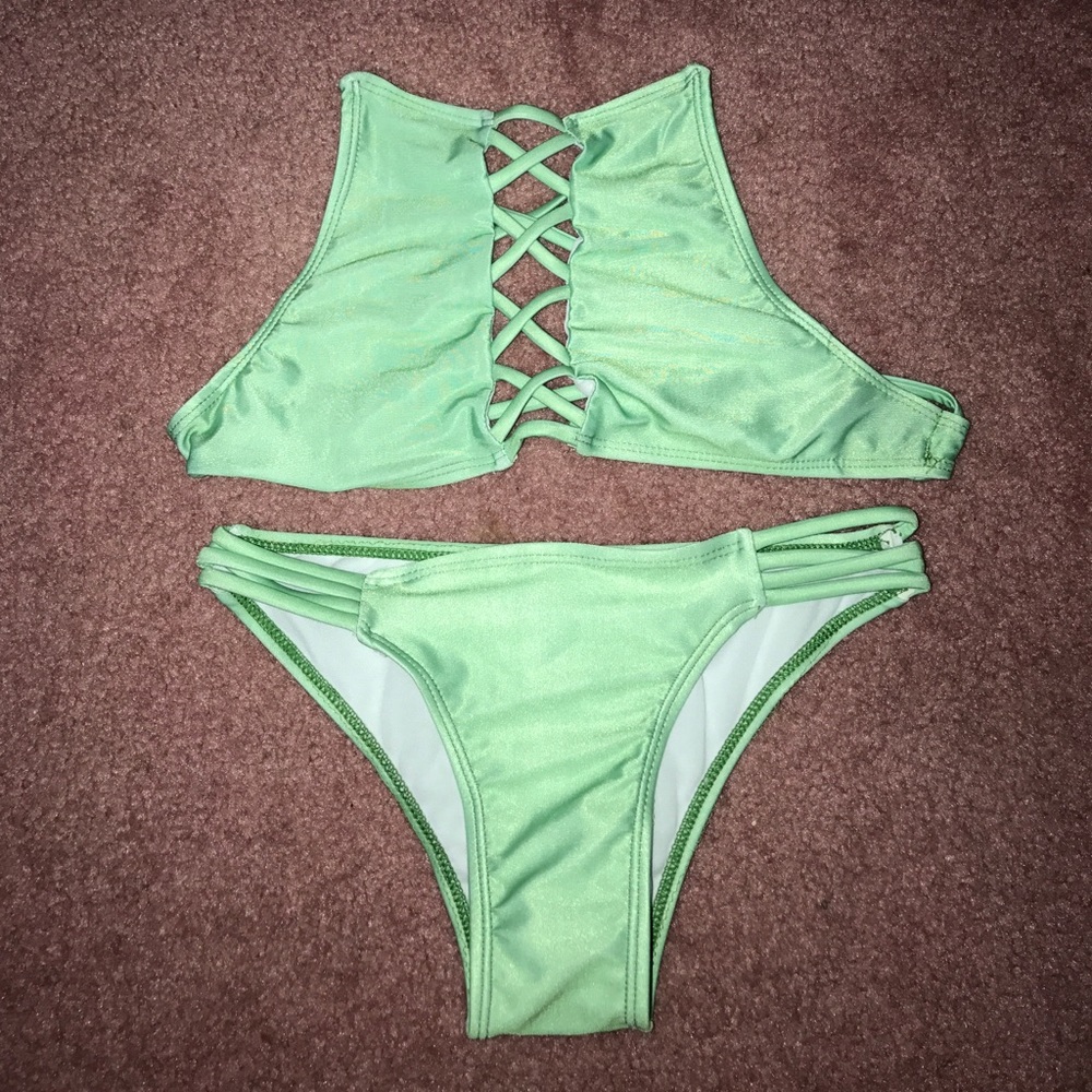 Green bathing suit!
