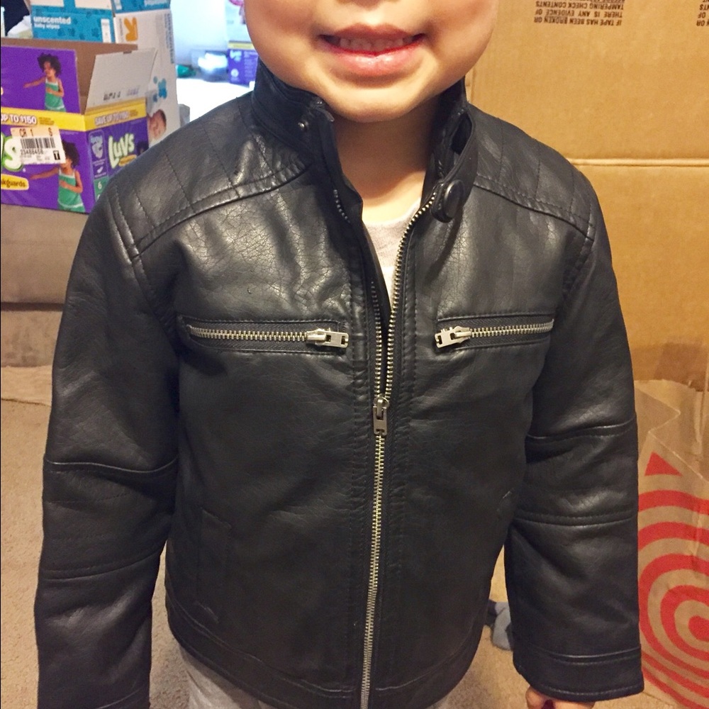 Kids black leather jacket