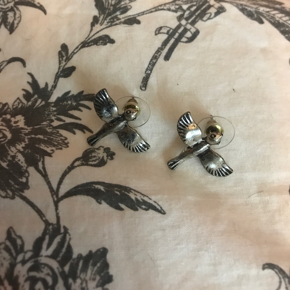 Silver dove earrings