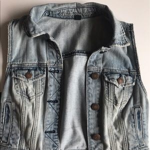 Light wash denim vest