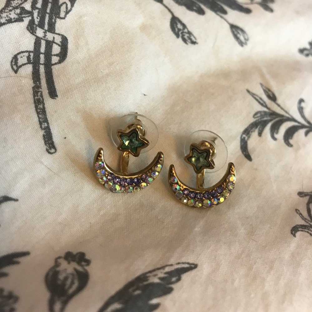 Star and moon faux diamond earrings