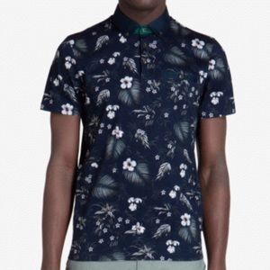 Ted Baker Floral Jungle Printed Polo Navy