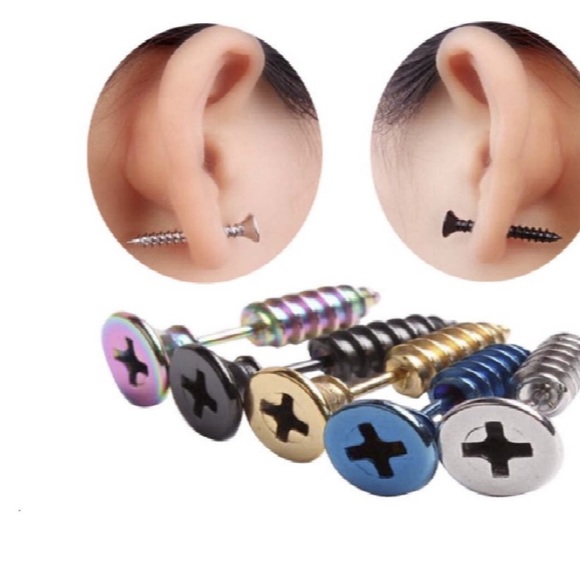 Gold screw earrings - Picture 5 of 5