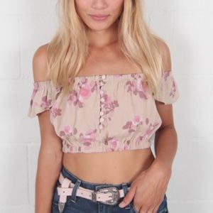 Flynn Skye Tori Crop Top in Beige Floral