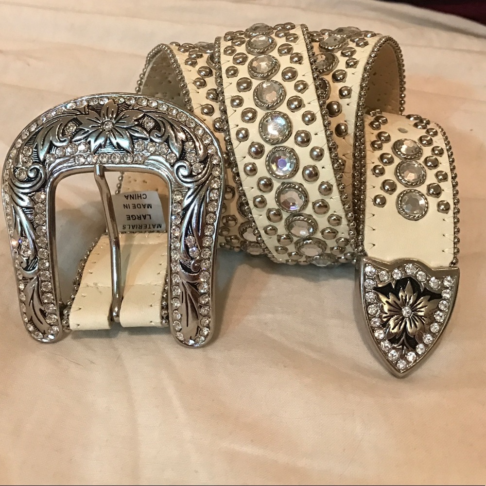 White Embellished Belt