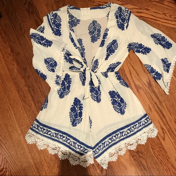 Spool 72 Dresses & Skirts - Brand New Worn Once blue and white Romper