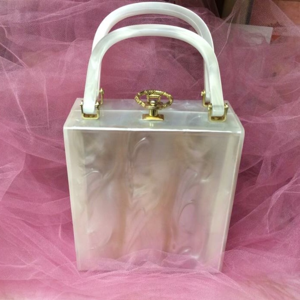 Vintage Pearl Lucite Handbag