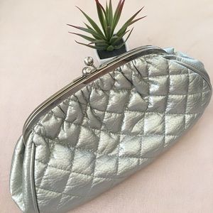 Nila Anthony Quilted Silver Clutch