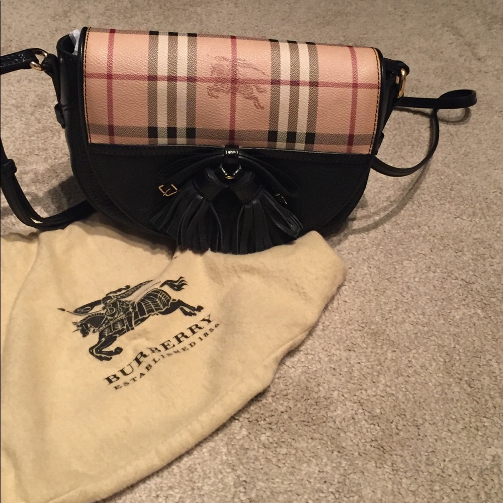 Burberry Haymarket Check Leather Flap Shoulder Bag