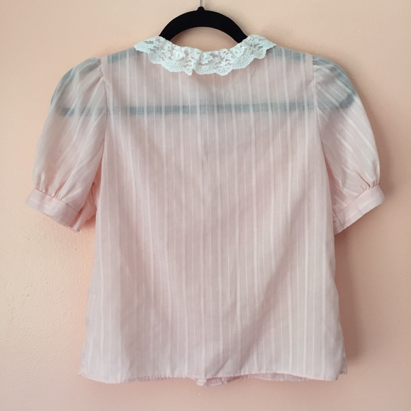 Vintage Blush Lace Trim Blouse - Picture 3 of 3