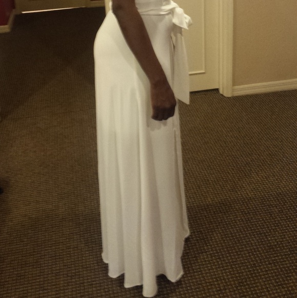 Vintage Gown Dress Sleeveless Halter Long Formal White Strap Sleeveless Party - Picture 2 of 8