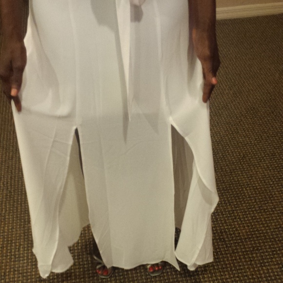 Vintage Gown Dress Sleeveless Halter Long Formal White Strap Sleeveless Party - Picture 3 of 8