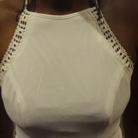 Vintage Gown Dress Sleeveless Halter Long Formal White Strap Sleeveless Party - Picture 5 of 8