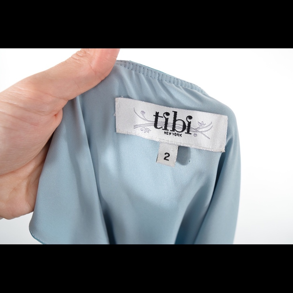 ❌SOLD❌Tibi muted teal pleated neck mini dress - Picture 4 of 4