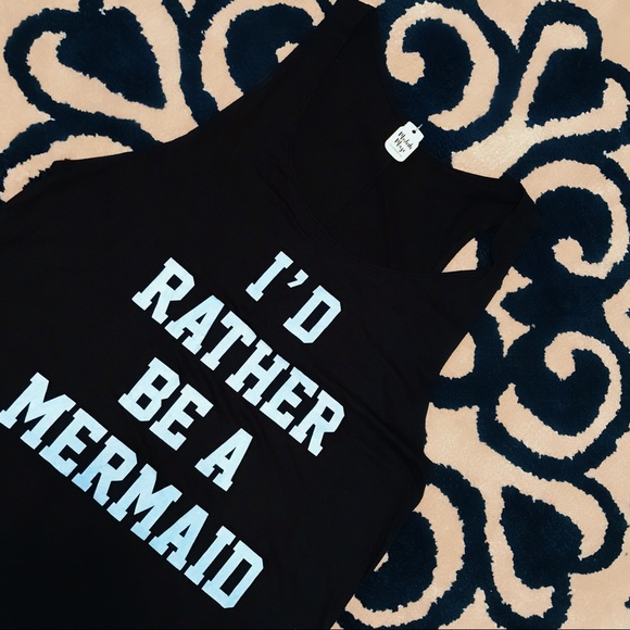 🆕 Rather Be A Mermaid Black Racerback Casual Tank - Picture 3 of 3