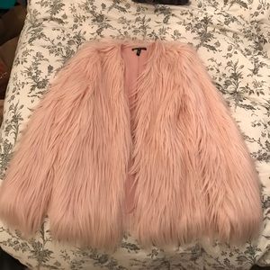 Pink furry coat! Super warm and stylish