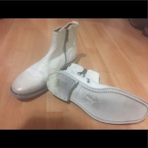 Brand New John Varvatos White Leather Boots