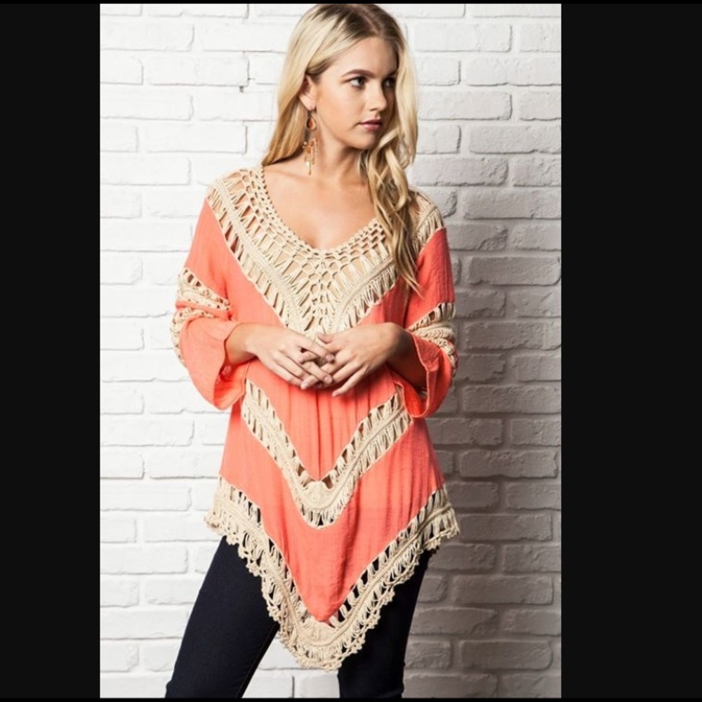 Umgee crochet bohemian tunic NEVER WORN