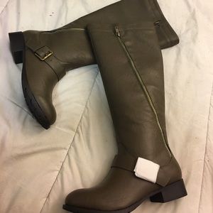 Brown faux leather boots