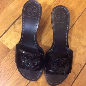 Tory Burch Patent Leather Logo Heel