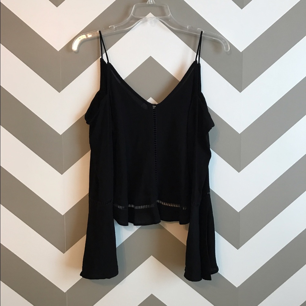 Topshop Cold Shoulder Bell Sleeve Top