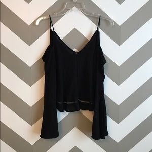 Topshop Cold Shoulder Bell Sleeve Top