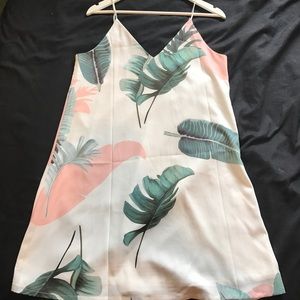 💙Palm Leaf double V-neck Cami Dress