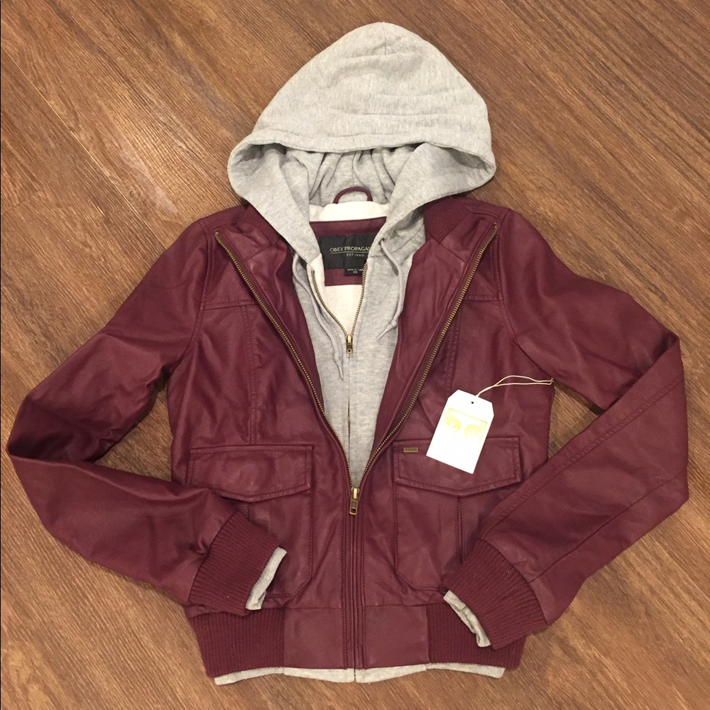 NWT Obey "Jealous Lover" vegan leather jacket