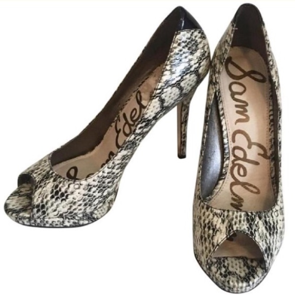 Sam Edelman Snakeskin Peep-Toe Heels (approx sz 9)