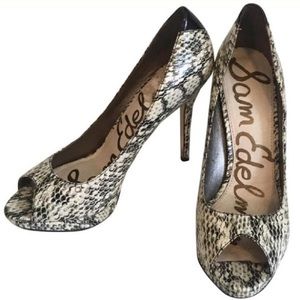 Sam Edelman Snakeskin Peep-Toe Heels (approx sz 9)