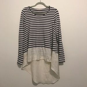 Stripe Shirt w/ Silk Bottom