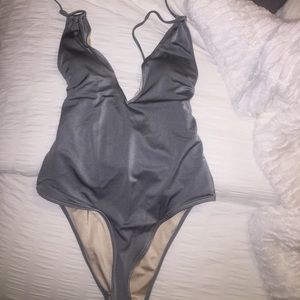 LA Hearts Nylon Grey Tone One Piece Swim FREE SHIP