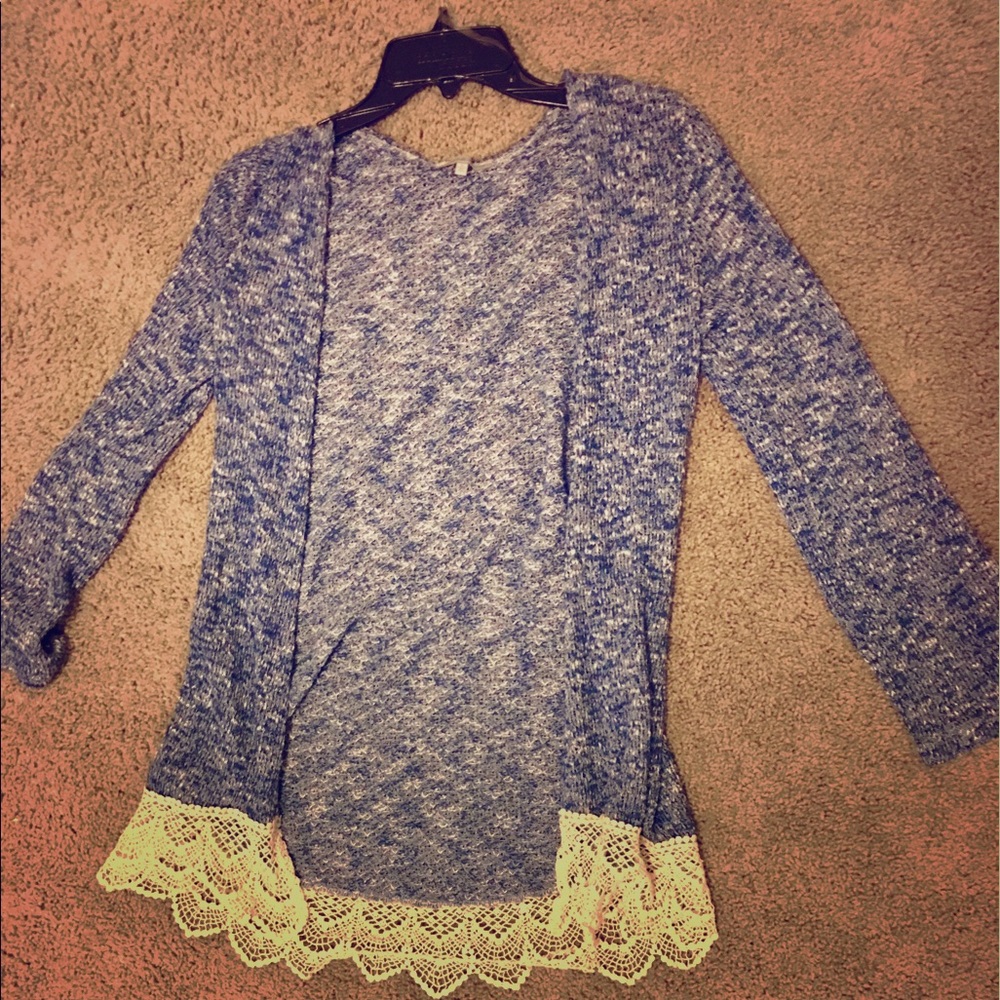 Blue Knitted Laced Kimono