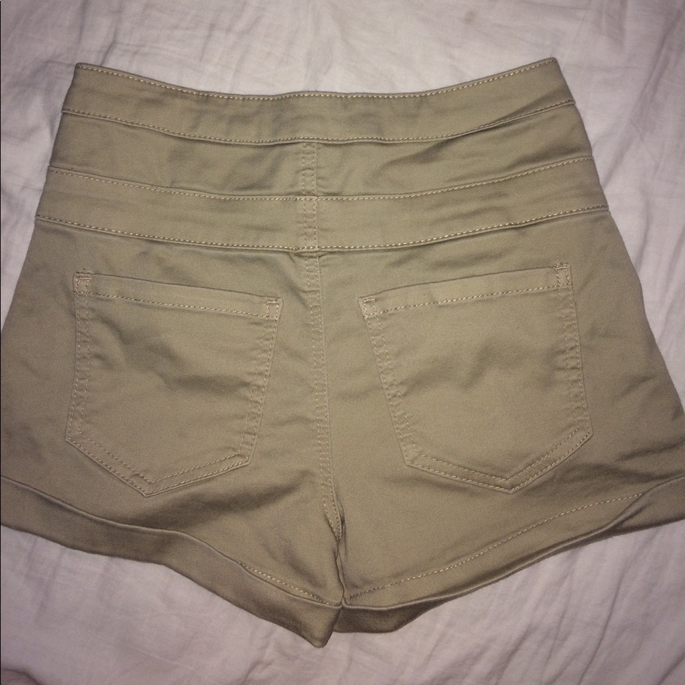 High Rise Tan Shorts - Picture 2 of 5