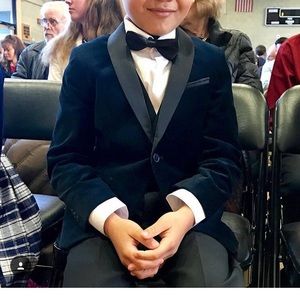 Navy blue velvet blazer