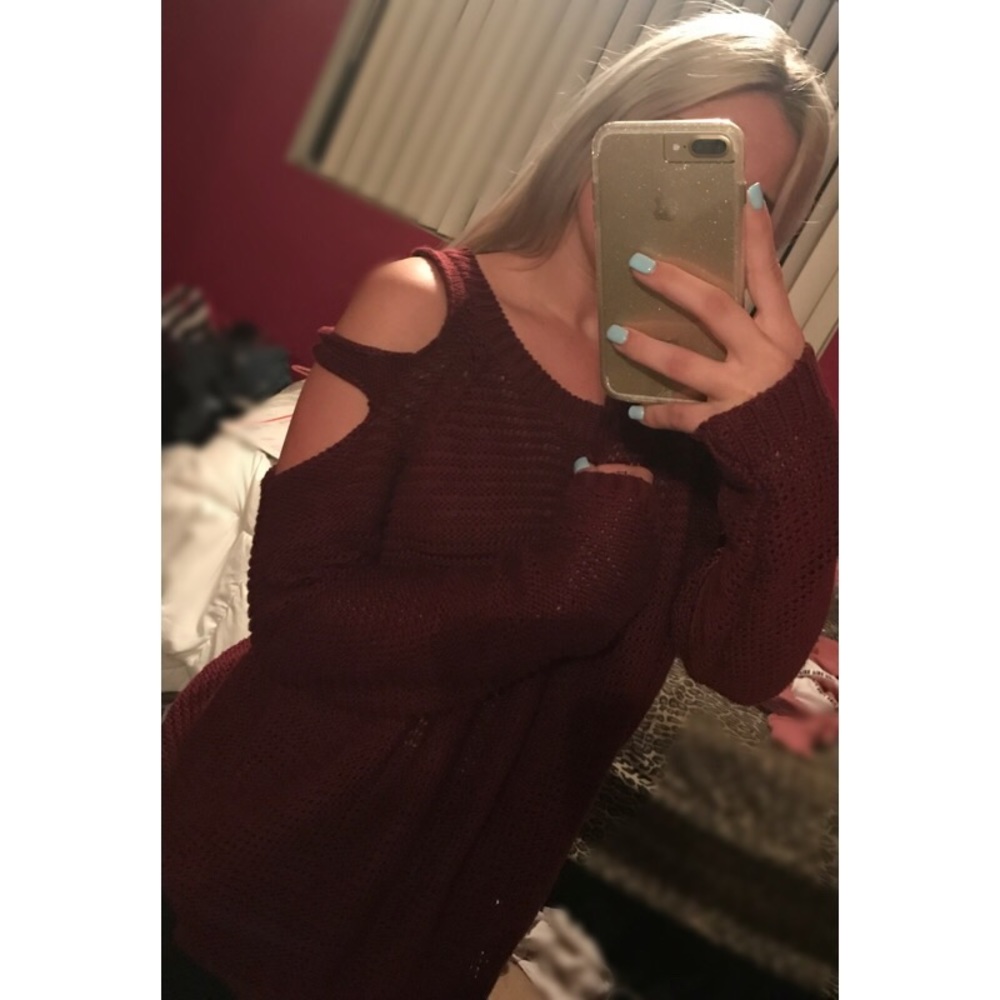 Cut Out Maroon Sweater