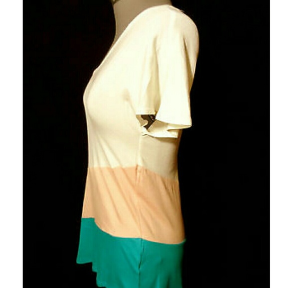 AVANCE Asymmetrical Hem Top SML White Pink Teal - Picture 5 of 5