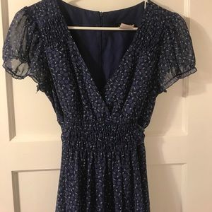 B. Darlin Navy Flower Print Cap-sleeve Dress