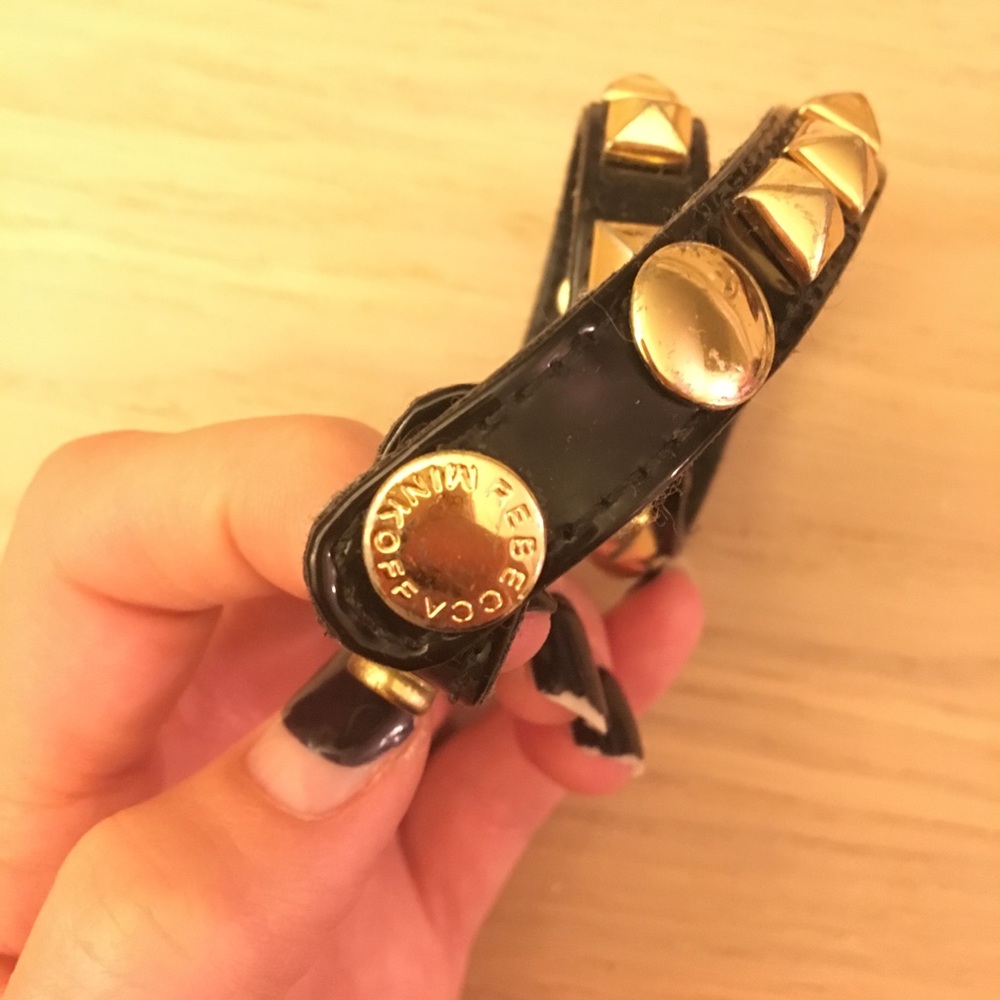 Rebecca Minkoff Double Wrap Leather Stud Bracelet