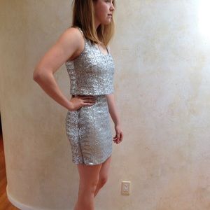 Silver Sequin Designer Club Dress