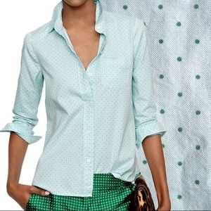 J.Crew Mint Oxford Polka Dot Buttoned Shirt