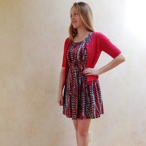 Multicolored Summer Dress with matching cardigan