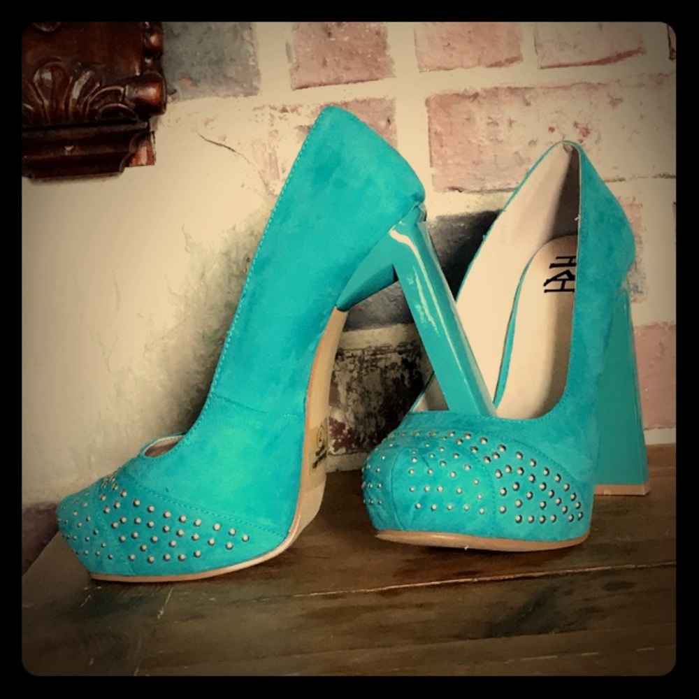New Teal Studded Heels